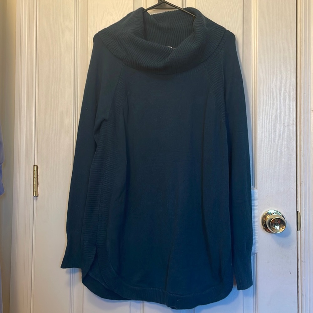 Women’s Large Teal Time and True Cowl Collar Sweater